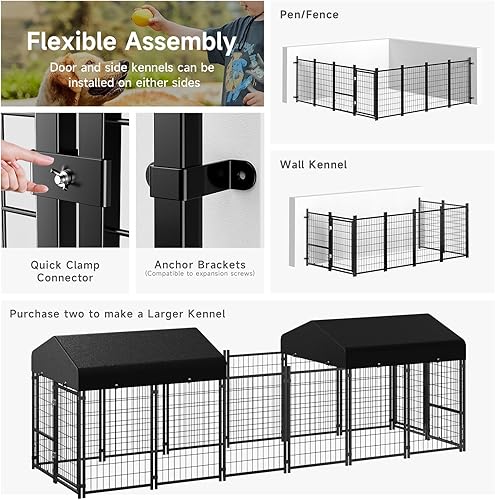 Miniatura 7 de Perrera para Perros al Aire Libre, Perrera Exterior para Perros con Techo y Puerta Removible para Perros que Permite Conectar la Casa de tu Perro,
