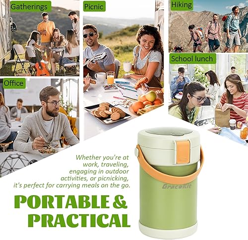 Miniatura 8 de Termo de 67 onzas para adultos para alimentos calientes, kit de 2L, 9.06 pulgadas, 3 capas, acero inoxidable al vacío, termo para sopa y alimentos