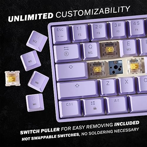 Miniatura 3 de HK GAMING GK61 - Teclado mecánico para juegos con 61 teclas multicolor RGB retroiluminadas por LED, con cable, programable, para PCMac