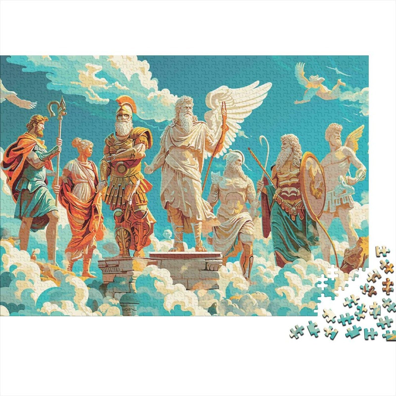 Greek Mythology Gods 1000 Piece Jigsaw Puzzle Adult Paper Puzzle Cloud Sky Scene Puzzle Game for Family Calm Relax 38x26cm/1000pcs