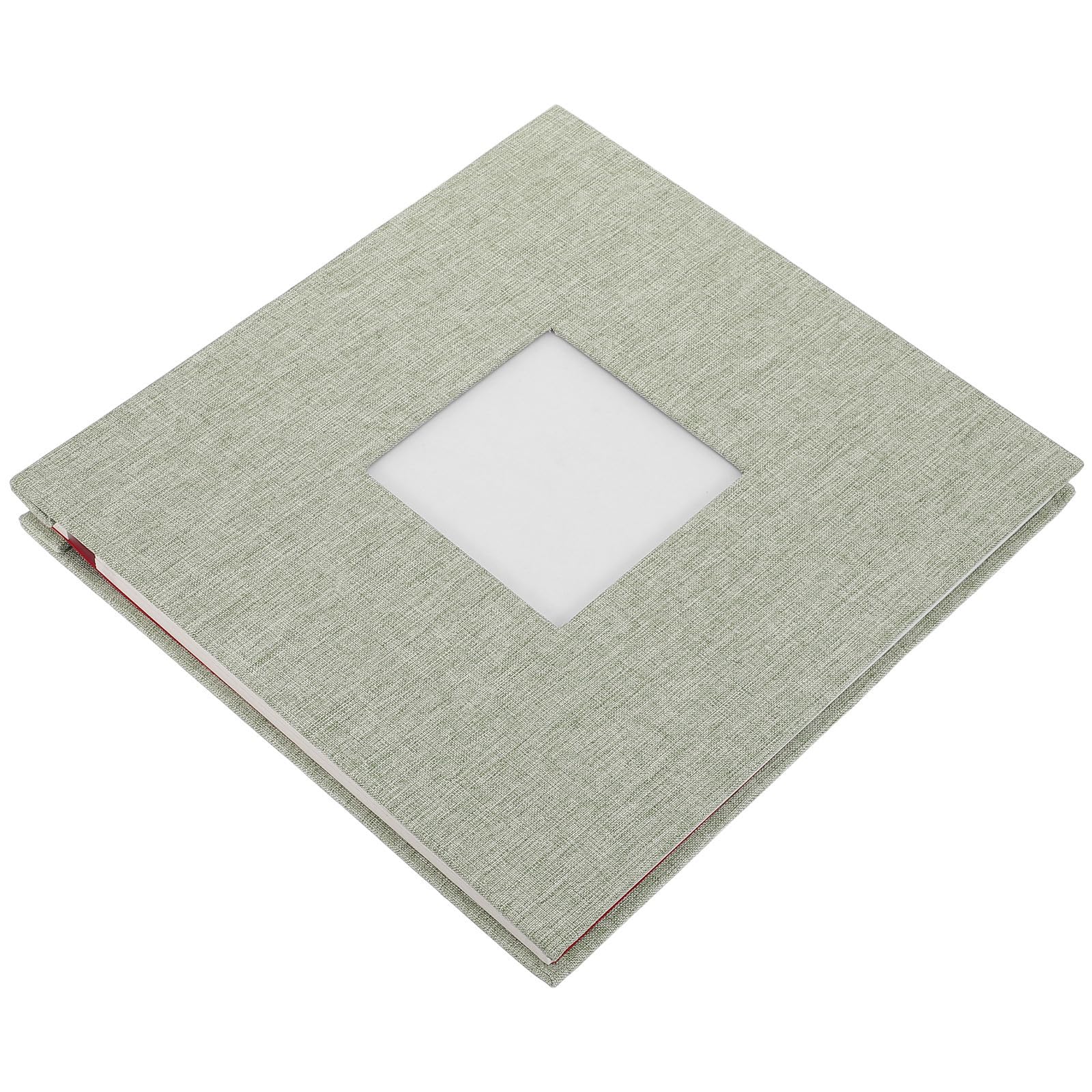 20 Hojas Álbum de Fotos y Capa Protectora con Cubierta de Lino Grande, Ventana Transparente para Exhibir, Páginas Internas en Blanco para Scrapbooking DIY