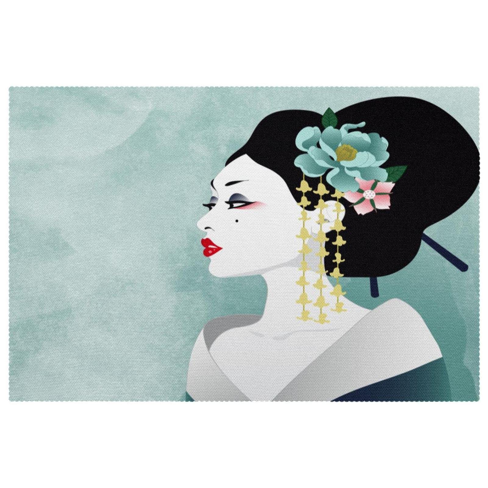 Set de table geisha 30,5 x 45,7 cm de qualité superieure avec finition aquarelle soignée