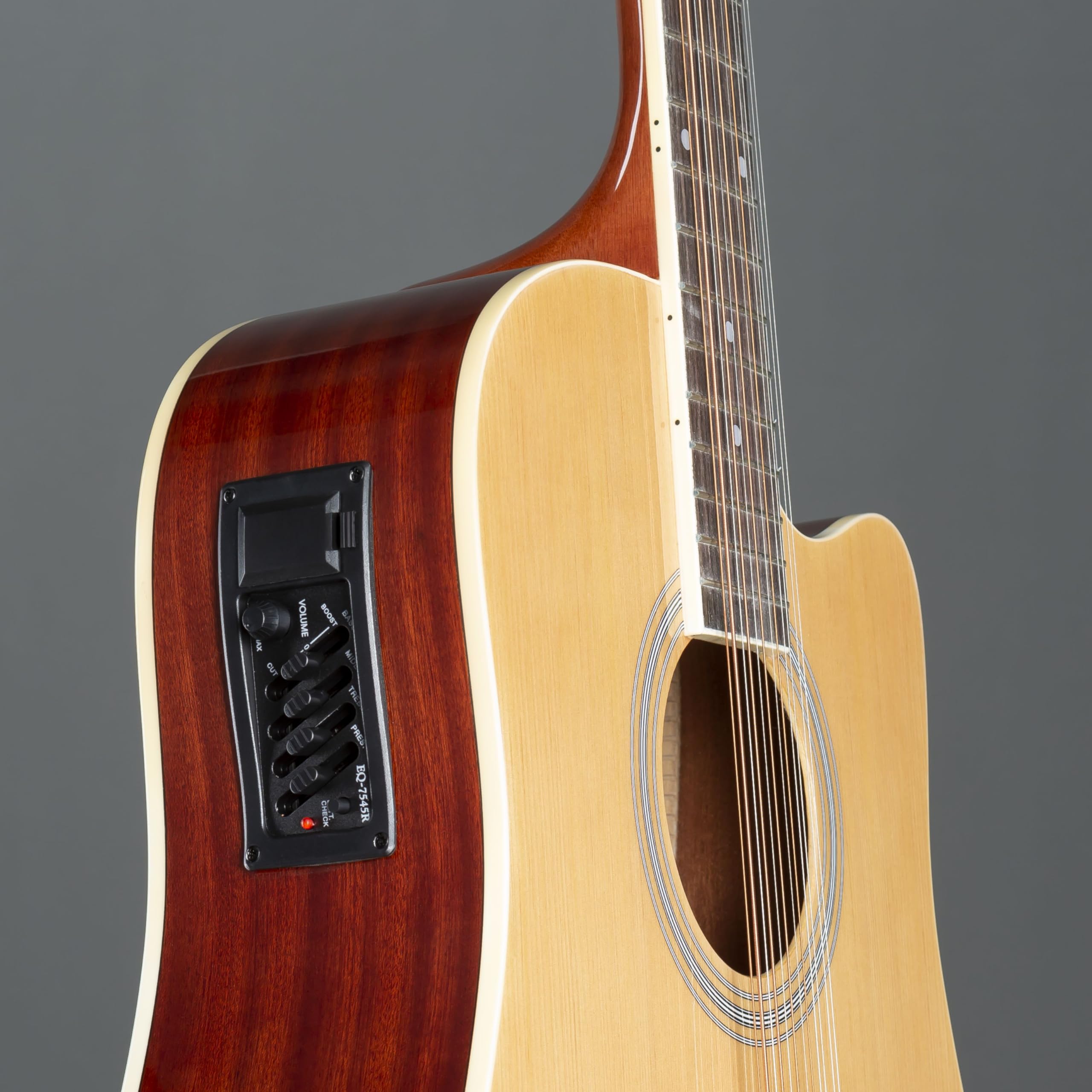 Red Hill AF-8 12-String Elektroakustische Westerngitarre mit Cutaway und Tonabnehmersystem, Dreadnought-Bauform