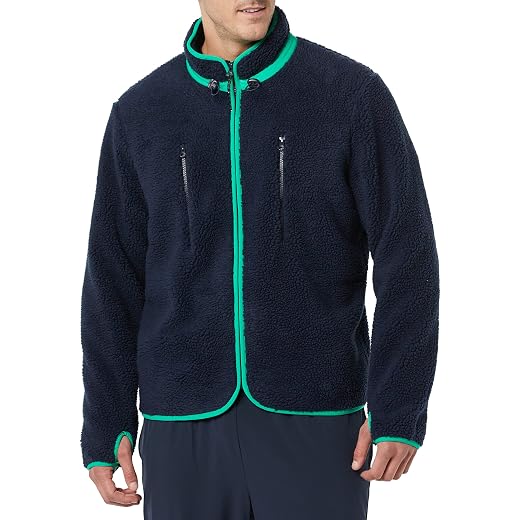 Amazon Essentials Men's Teddy Fleece Full-Zip Mock Neck Jacket with Chest Pockets