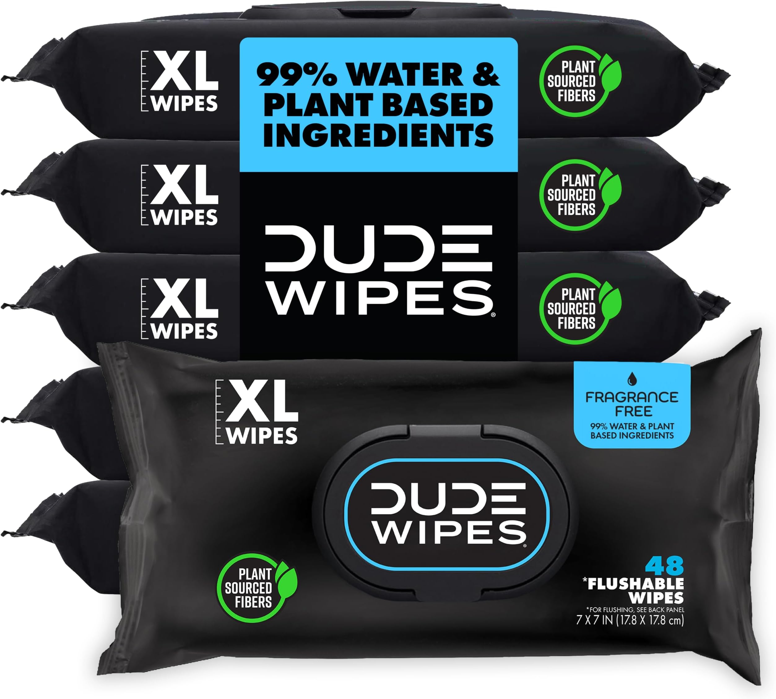 DUDE Wipes Flushable Wipes - 6 Pack, 288 Wipes - Unscented Extra-Large Adult Wet Wipes with Vitamin-E & Aloe for at-Home Use - Septic and Sewer Safe