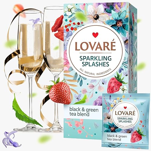 Lovare - Bolsas de té envueltas individualmente hechas en Ucrania  Negro y verde, floral, fruta de la pasión, juego de hierbas Huchlebbery con