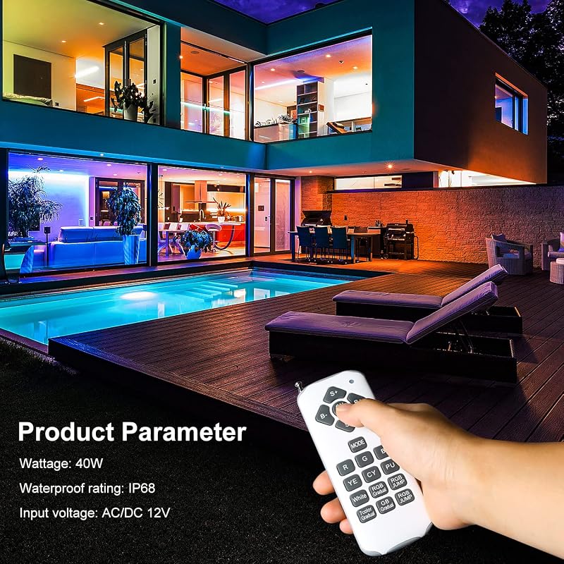 Kingwen 40W RGB LED Medence Világítás Víz Alatti Lámpa Távirányítóval 4000lm IP68 Vízálló 12V Úszómedence Reflektor