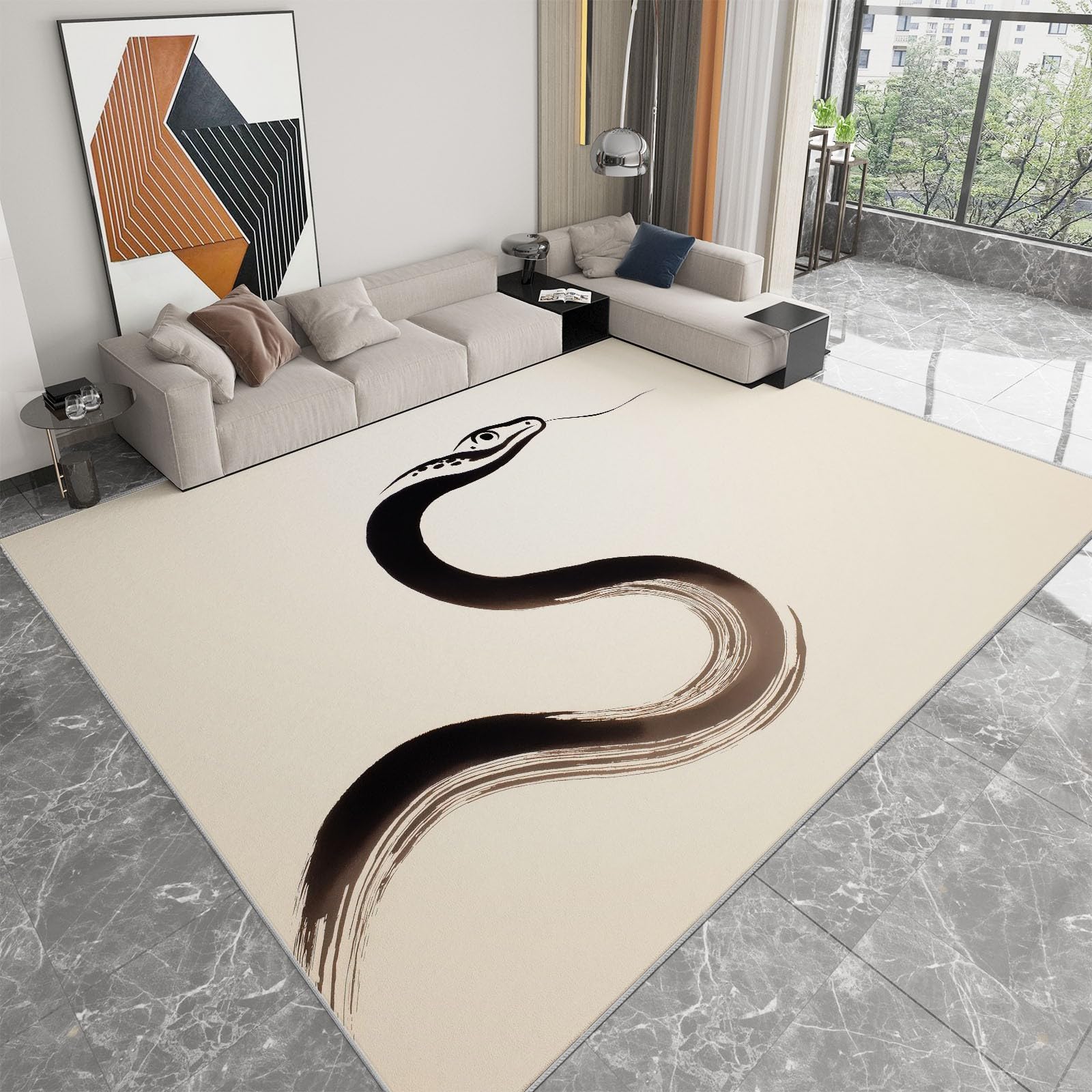 Alfombra antideslizante de serpiente china, 180 x 240 cm, con estampado de ambiente divertido, alfombra para dormitorio de niños y niñas, alfombra de suelo para sala de estar, dormitorio, alfombra de