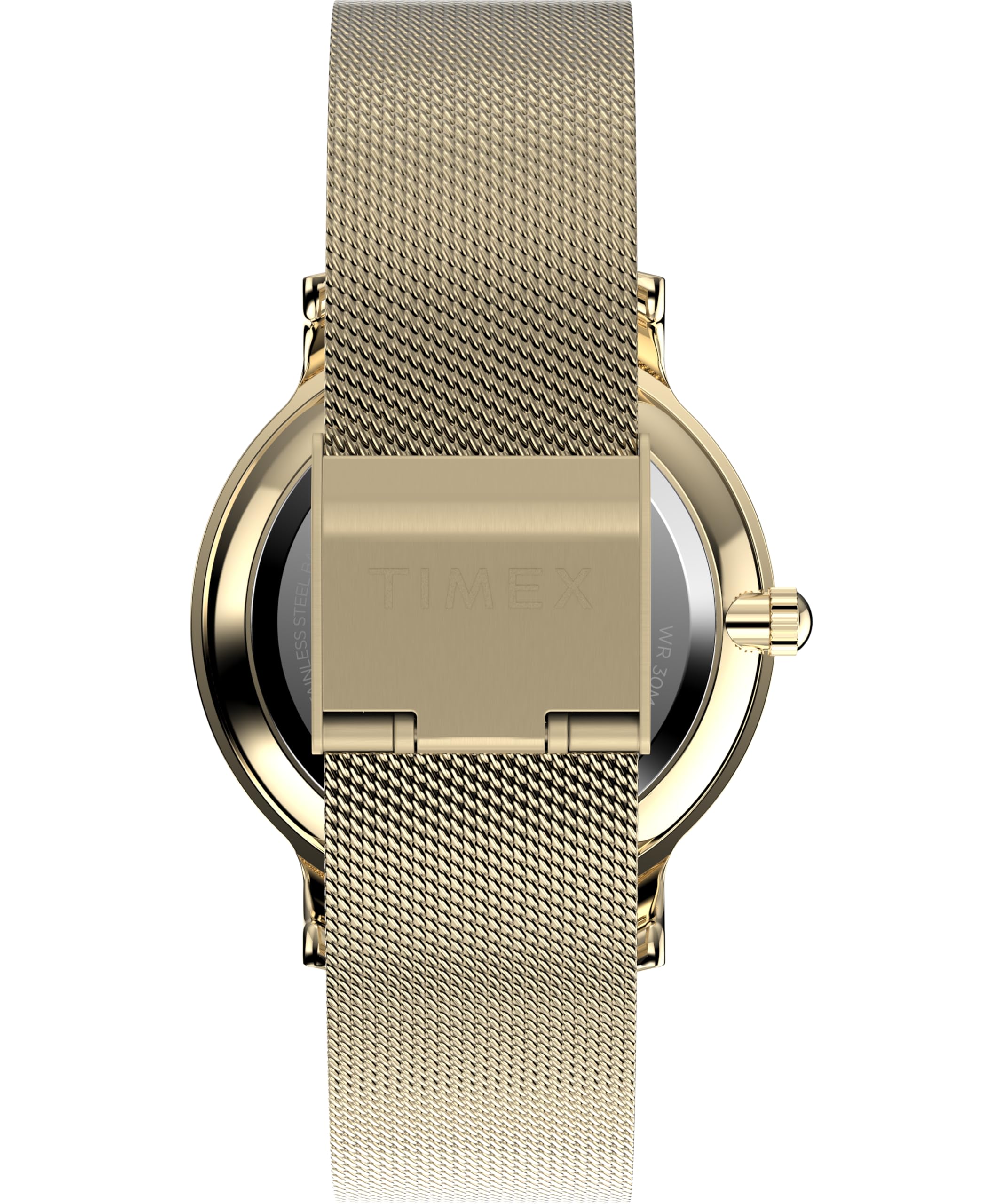 Timex Trend Damski zegarek 34 mm – bransoletka w złotym kolorze z szybkozłączką, czarna tarcza, koperta w złotym kolorze TW2Y07100