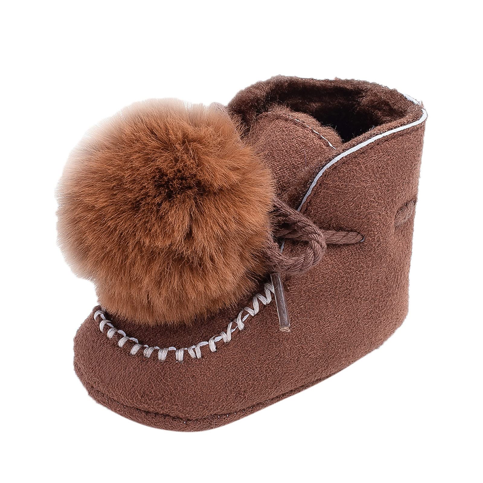 Baby Infant Winter Boots Girls Boys Anti Slip First Walking Shoes Sock Slippers Booties Newborn Warm Cotton Ankle Boots (Brown, 12-18 Months)