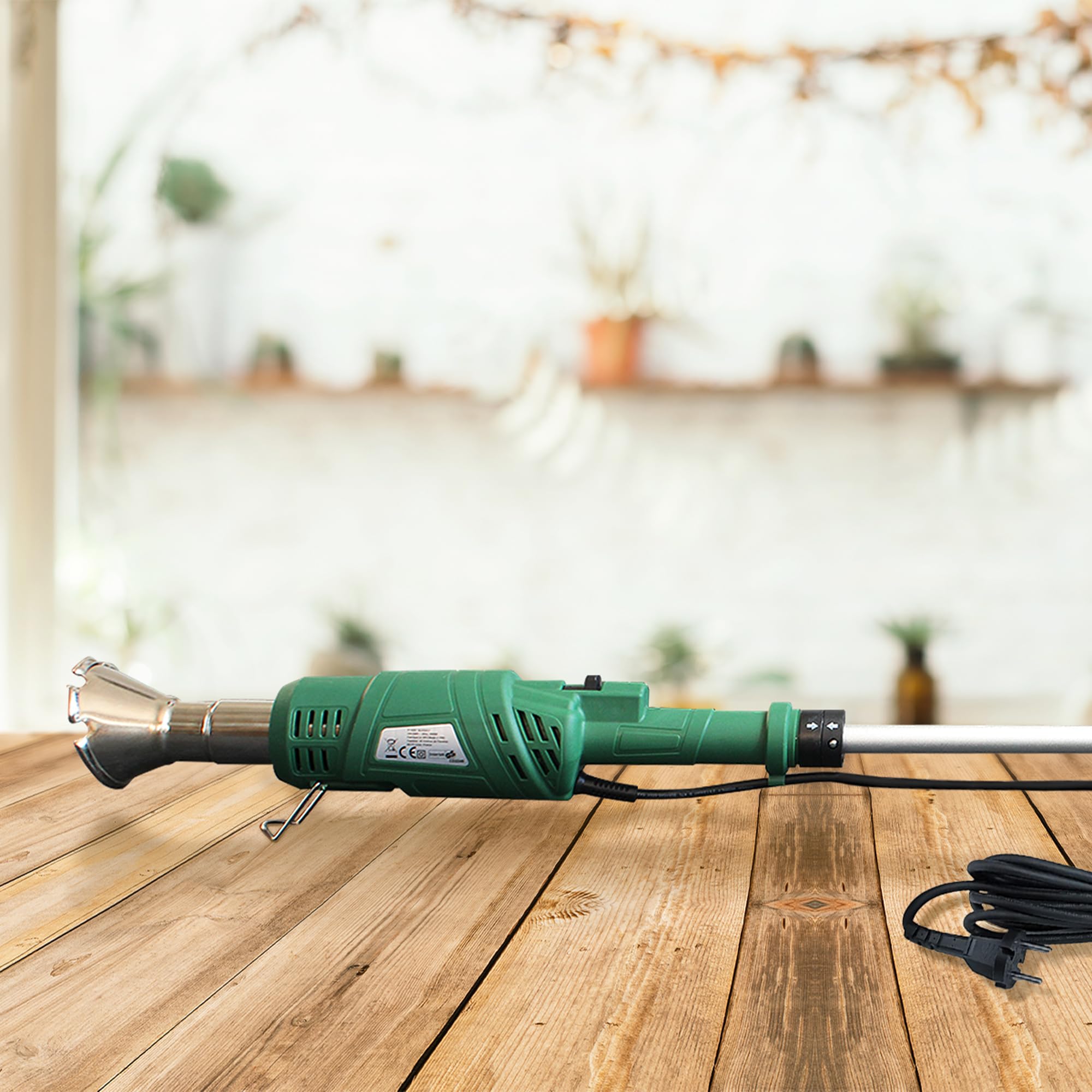 FISHTEC Désherbeur électrique thermique 2000 W - Brûleur écologique pour mauvaises herbes avec fonction allume-barbecue et manche amovible 95 cm