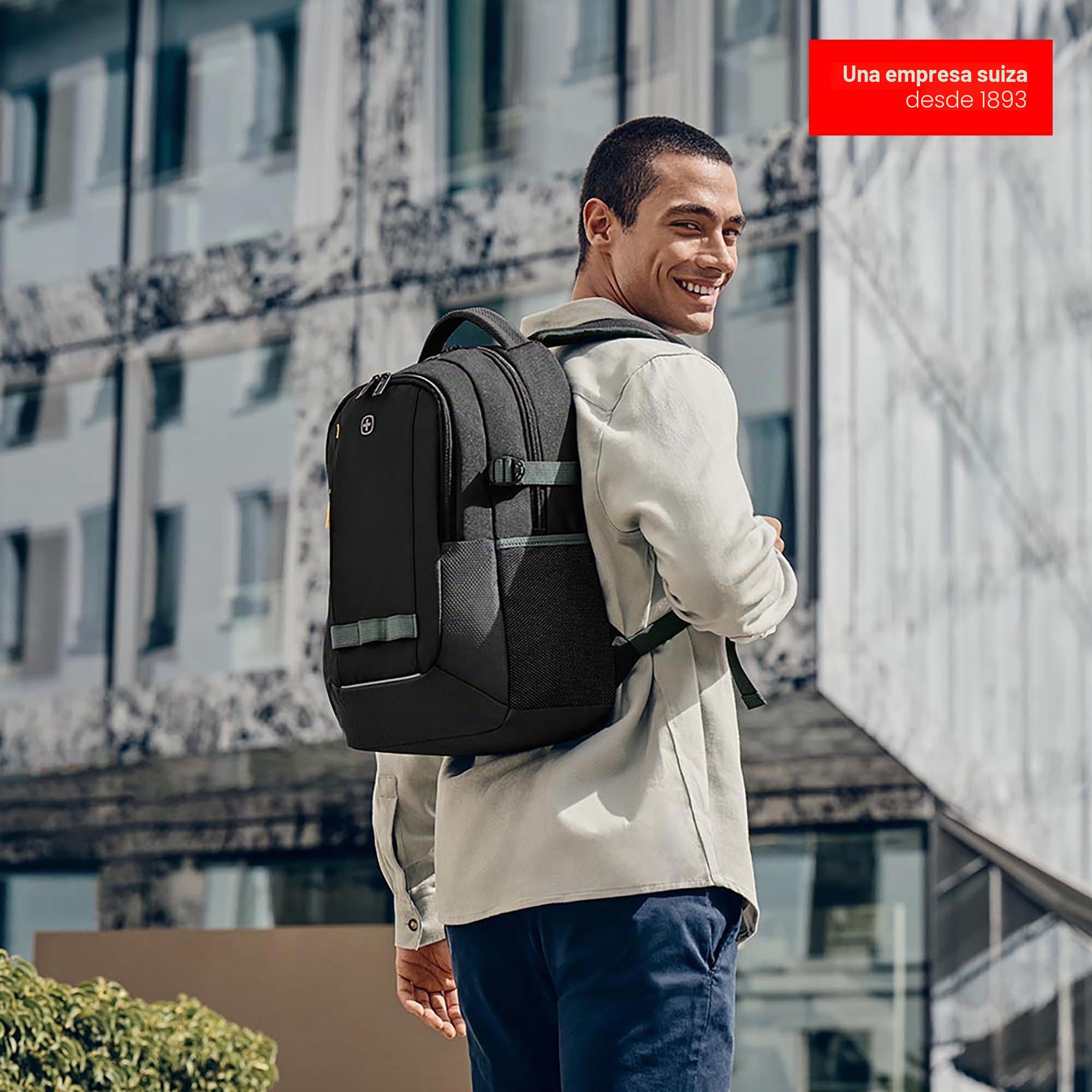 Wenger Ryde Mochila para portátil con compartimento para tableta, portátil de hasta 16", tableta de hasta 10", organizador de artículos, 24 l, oficina viajes negocios universidad, negro, 612567
