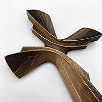 Vista 10 de Cruz colgante de madera tallada a mano para decoración de pared, pared de crucifijo grande hecha a mano, cruz religiosa cristiana (7.87, marrón)