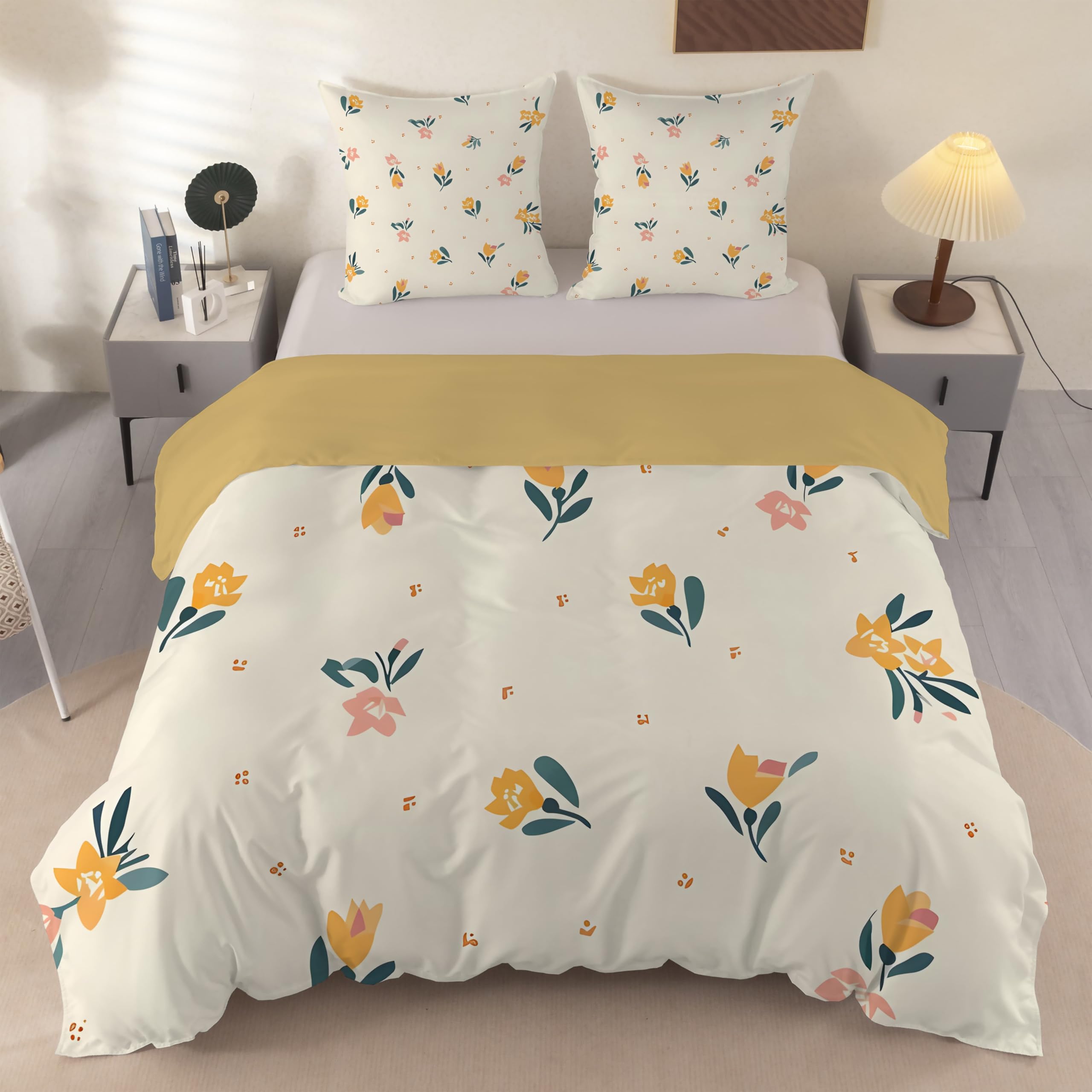 Housse de couette 240x260 cm à fleurs pour une chambre parentale lumineuse