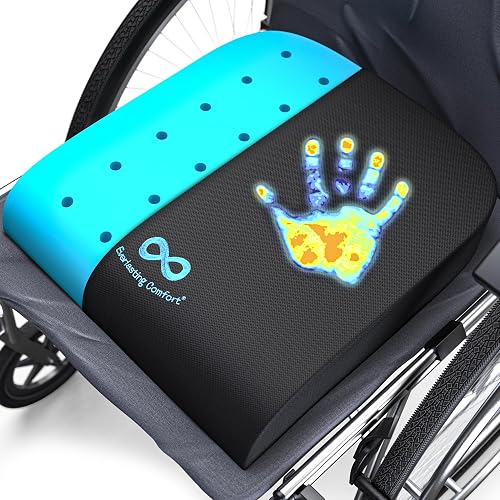 Everlasting Comfort Gel Memory Foam Cushion - Pressure Relief for Wheelchairs, Mobility Scooters, Office Chairs - Premium Comfort and Support - Black Wheelchair Gel Infused