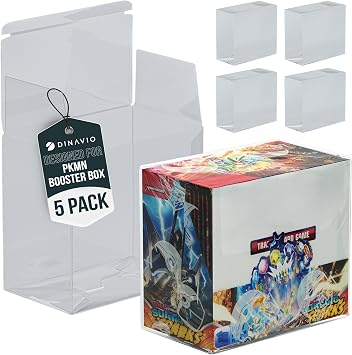 Dinavio Crafthouse PET Plastic Pokemon Booster Box Case - Pokemon Booster Box Showcase Protector - Pokemon Storage Box - 0.5 mm Thick Protective Pokemon Card Display Case Pack of 5