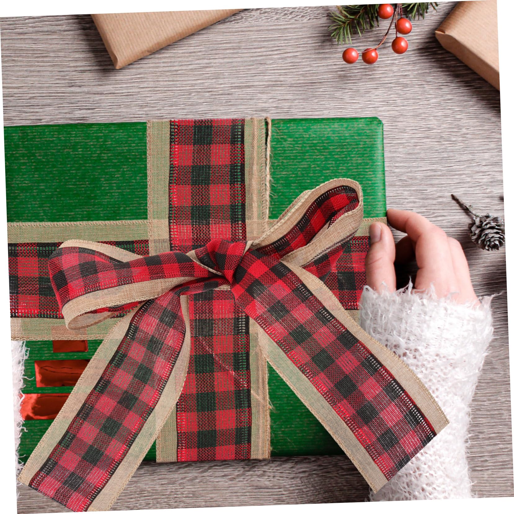Lurrose 10 Stück Weihnachtsband Weihnachtsbaumband Weihnachtsverpackungsband Blumenstrauß Verpackungsband Weihnachtsband Ornament Weihnachtsleinenbänder DIY Bastelband