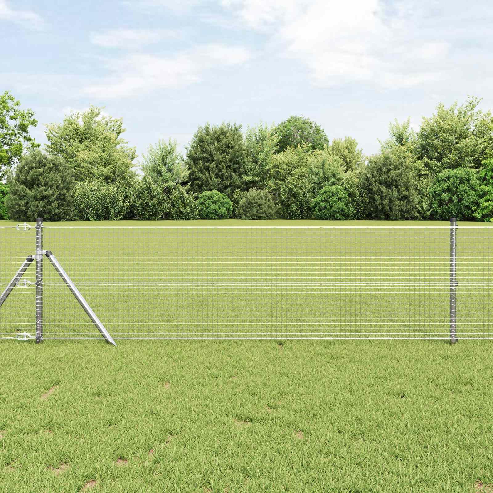 Geschweißter Drahtzaun Silber 10m x 50cm Gartenzaun Zaunelement Sichtschutz Begrenzung Windschutz Außenbereich, wetterfestes Gitter aus Metall für Terrasse und Grundstück