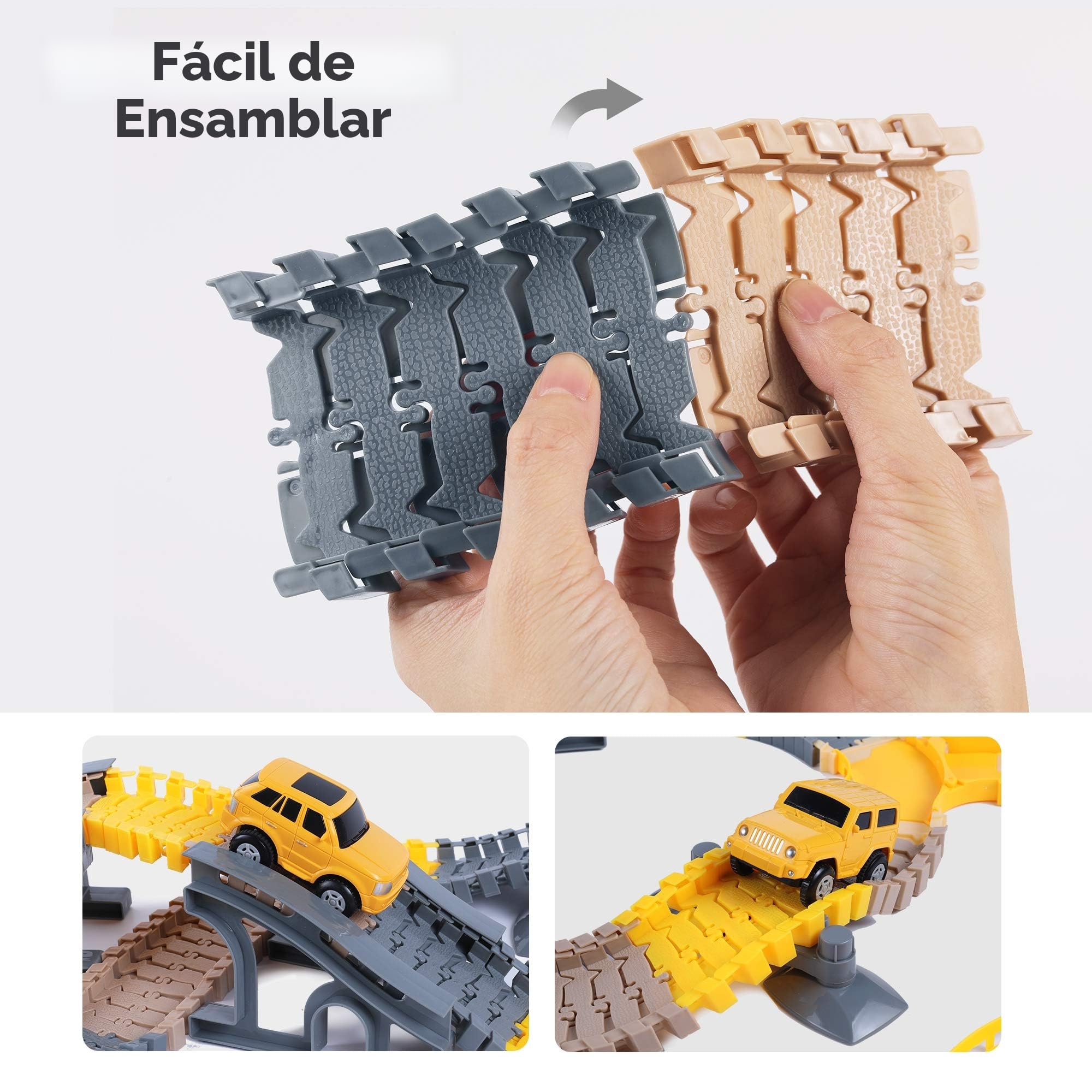 TUMAMA Pista De Coches para Niños, Circuito Pista Coches De Juguetes Tener 8 Vehículos, Flexible Tren Juego De Carreras, Electrico Track Builder, Construcción Juguetes para Niños De 3 4 5 6 7 8 Años