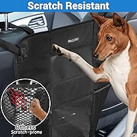 Vista 6 de Wellbro Barrera de Asiento Trasero para Perros en Coche, Barrera de Nylon Acolchada y Duradera para Mascotas, Barrera de Viaje para Vehículos con 2