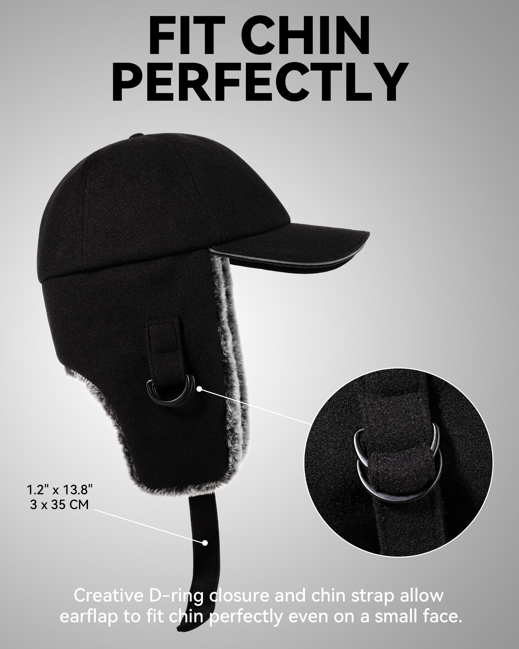Gisdanchz Gorra Beisbol Invierno con Orejeras - Totalmente Forrada con Piel Sintétic