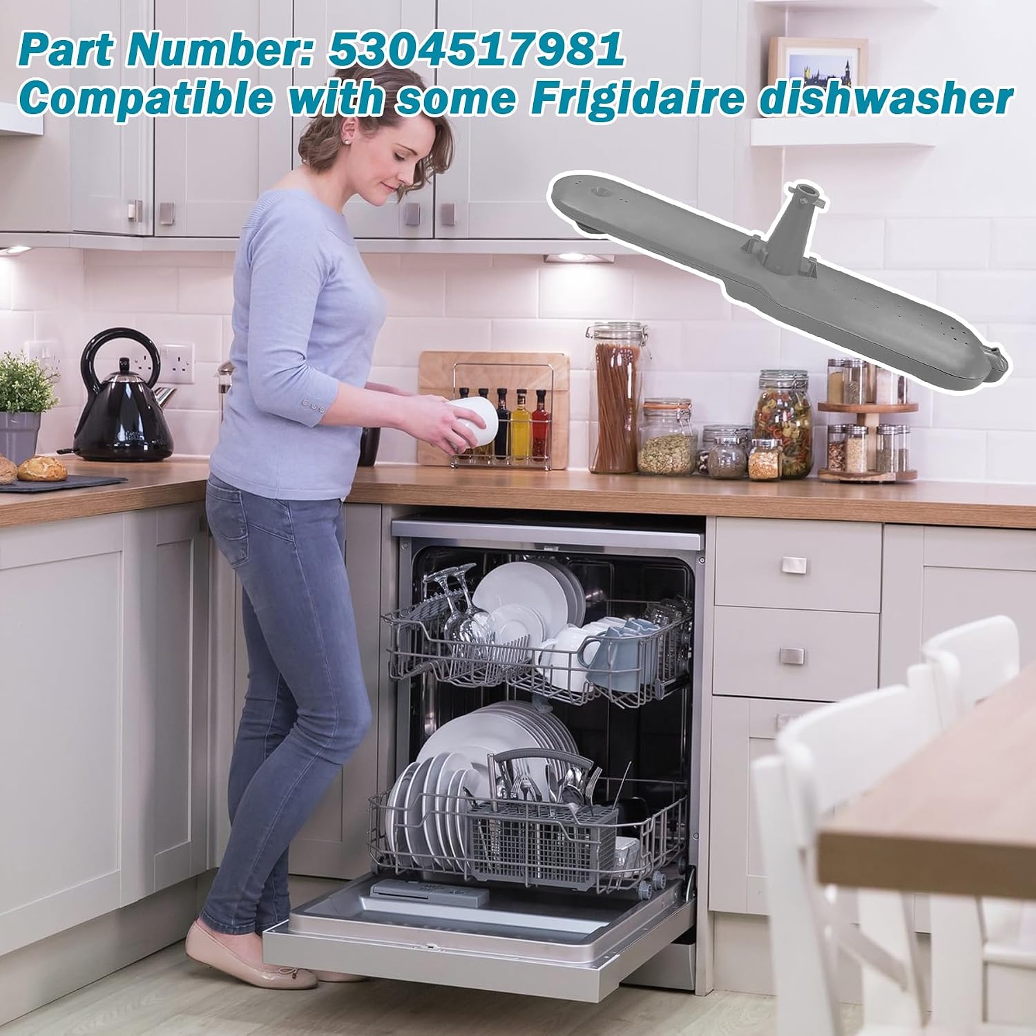 5304517981 Dishwasher Lower Wash Arm Replacement for Frigidaire Orbital Spray Arm Fix Dishwasher Door Leaking (5304517981)