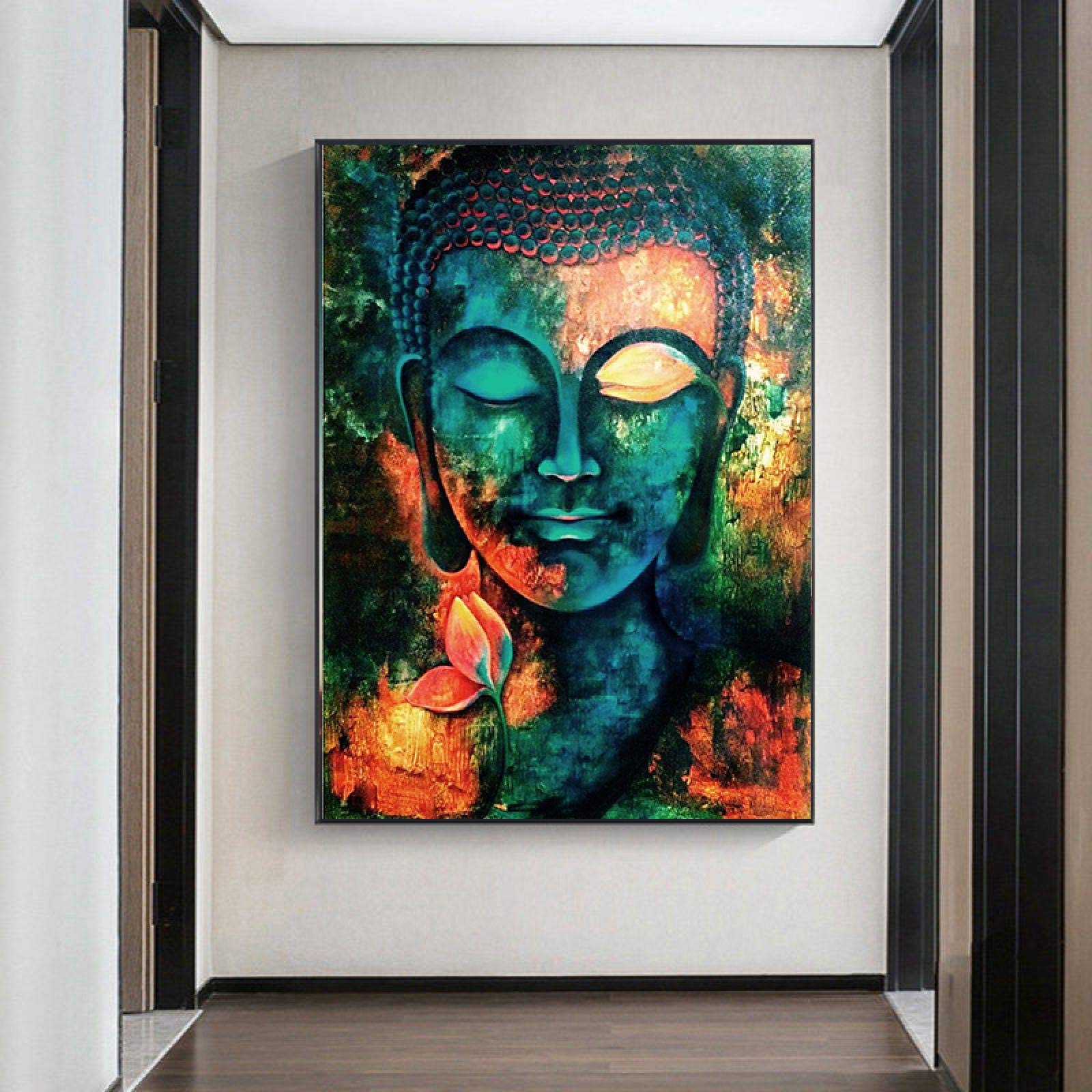 Amazon.co.jp: モダンクラシックレトロ仏像キャンバス絵画壁アート
