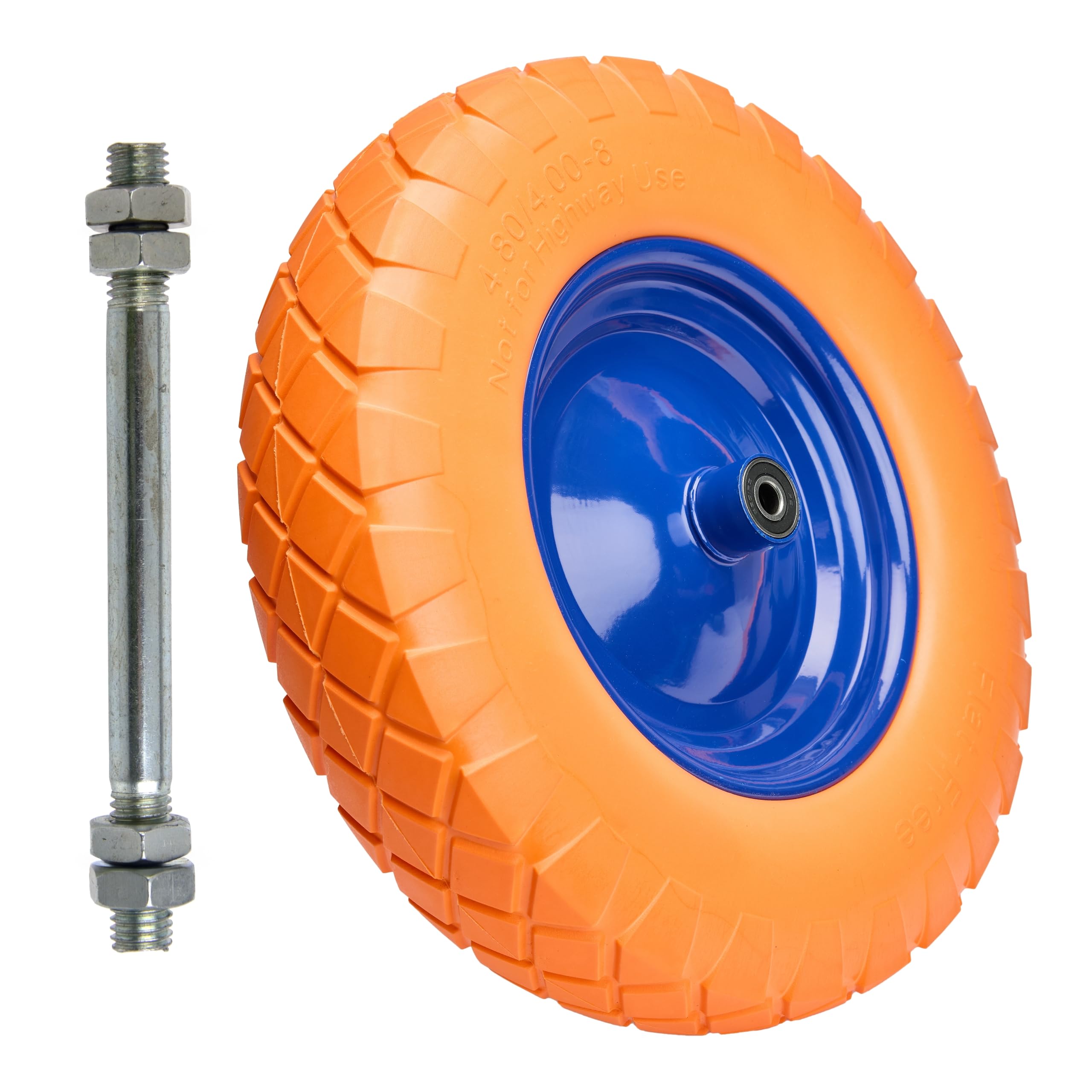 MASKO® Roue de brouette PU en Caoutchouc Plein 200 kg increvable 4,80/4,00-8 390 mm INCL