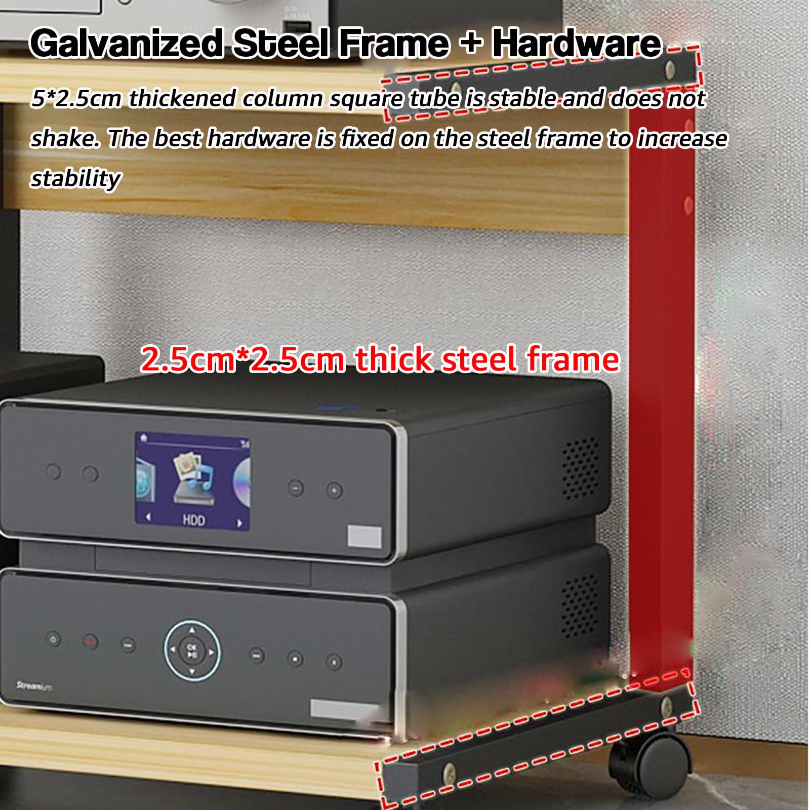 Mobile porta TV con 2 ripiani per console videogiochi, DVD, CD e giradischi, torre di intrattenimento Cact, 50 x 40 x 40 cm, moderno in pelliccia
