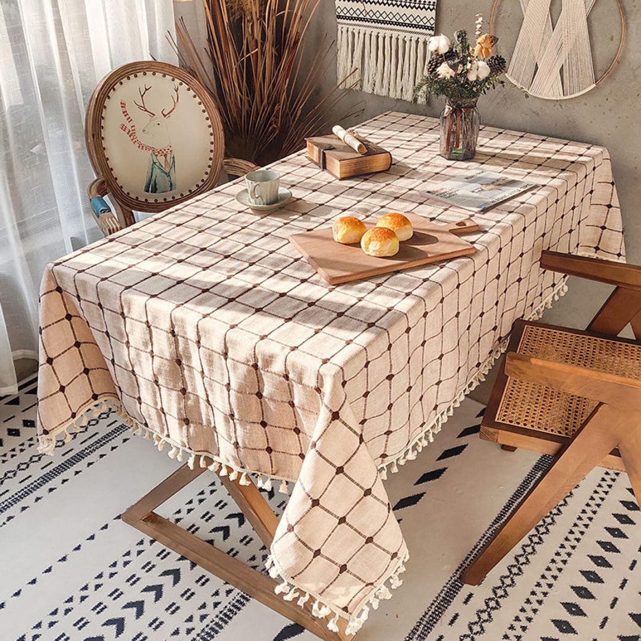 Amazon｜PIRNSDG テーブルクロス 北欧INS すべりどめ リネン混 綿麻
