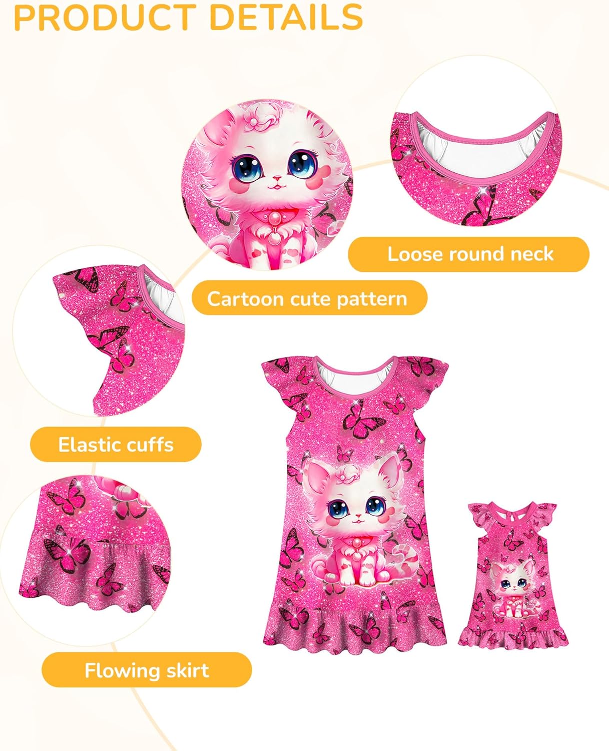 LQSZ Doll and Girl Matching Nightgown Outfit Pajamas Nightie Nightgown for Girls and Dolls Clothes - Image 7