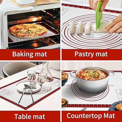 Miniatura 5 de Alfombrilla antiadherente para masa rodante de fondant, tapete de silicona para hornear macarrón, alfombrillas de silicona extra grandes para