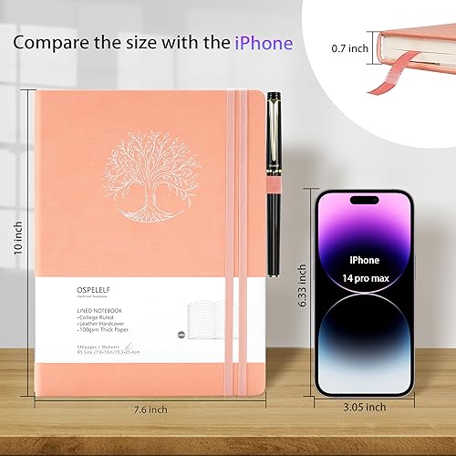 Miniatura 6 de Ospelelf Cuadernos de diario con rayas rosas para tomar notas, 180 páginas, cuaderno de tapa dura de cuero B5 con bolígrafo, cuaderno de reuniones
