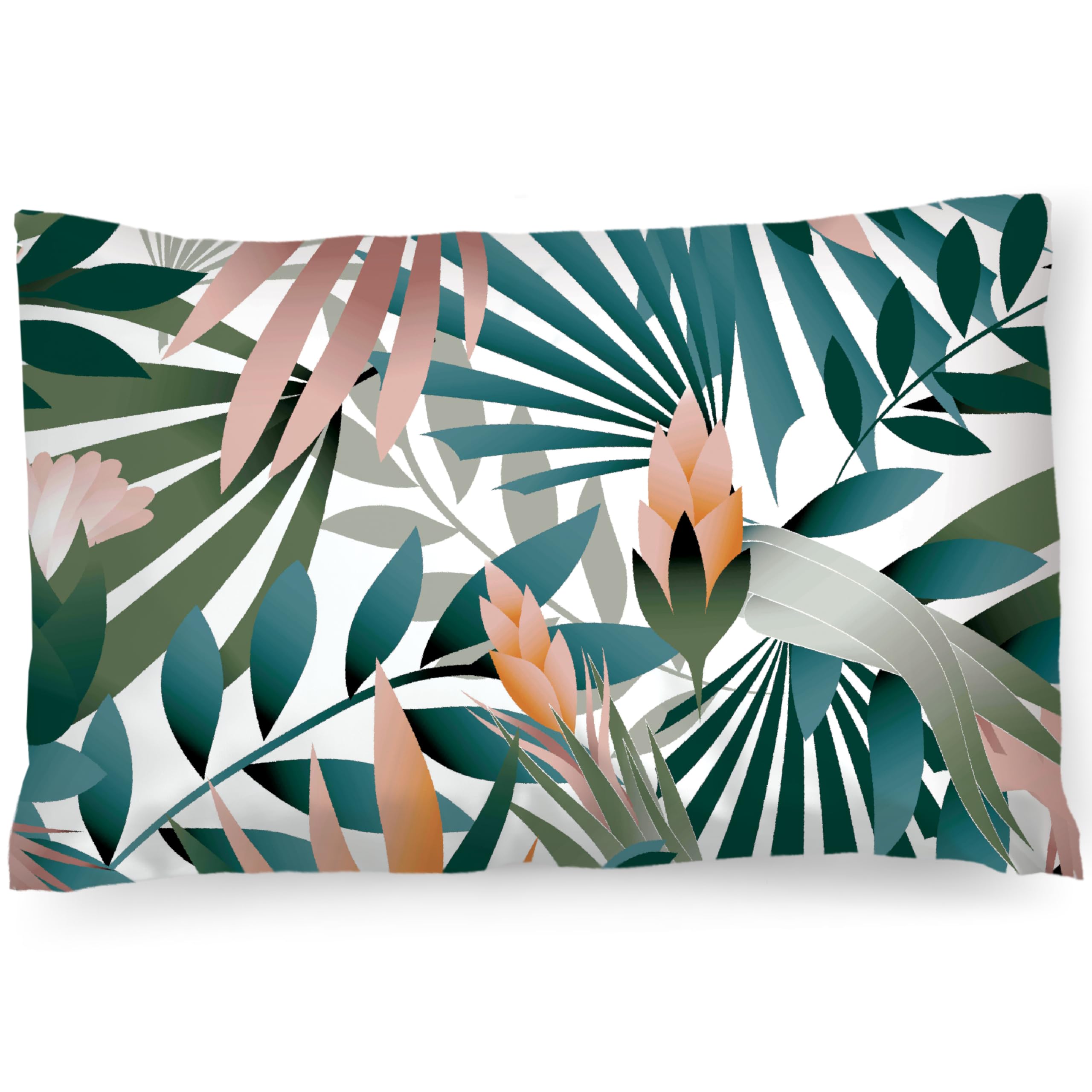 PinkZebra Kopfkissenbezug, Kissenbezug 40 x 60 cm aus 100% Baumwolle, Kissenhülle, Öko-tex Standard 100, Bezüge mit Reißverschluss, Palmblätter