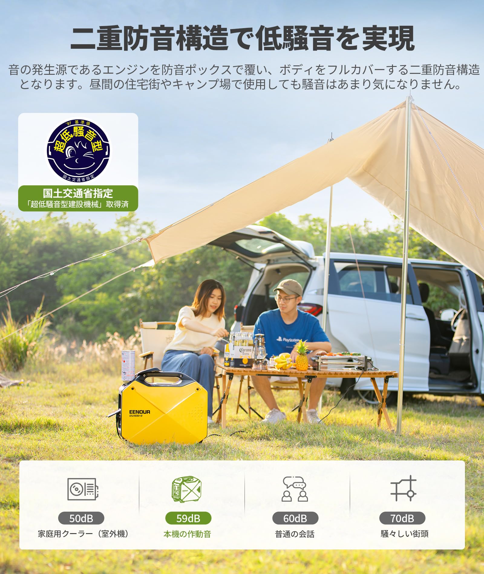 Amazon | EENOUR インバーター発電機 GS2000i-B カセットボンベ式 定格