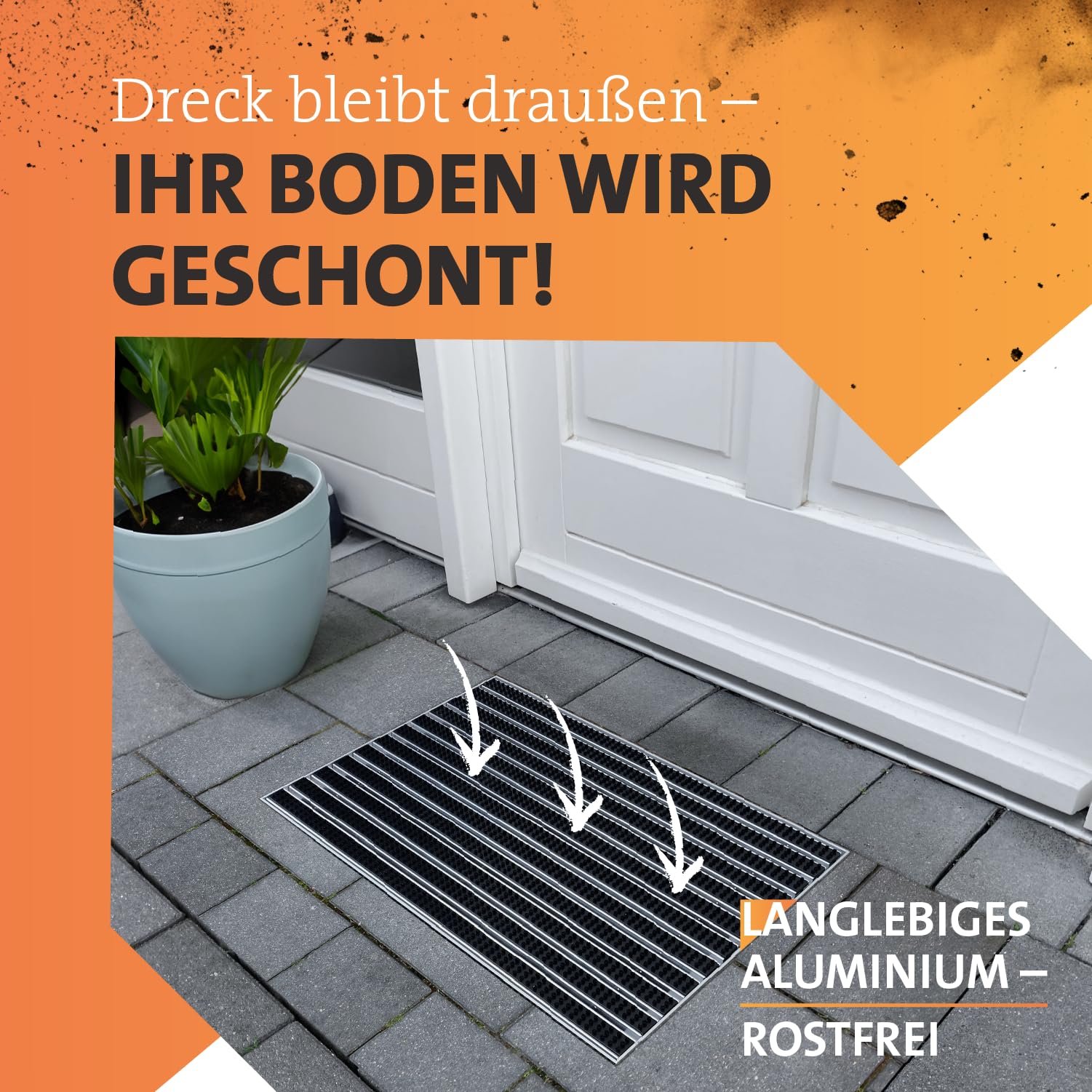 Schmutzfangmatte für Außen zum Einbauen mit Bürste I Bürstenmatte & Alu Fußabtreter für Bodenvertiefung mit Einbau Rahmen Anthrazit 60 x 40 cm