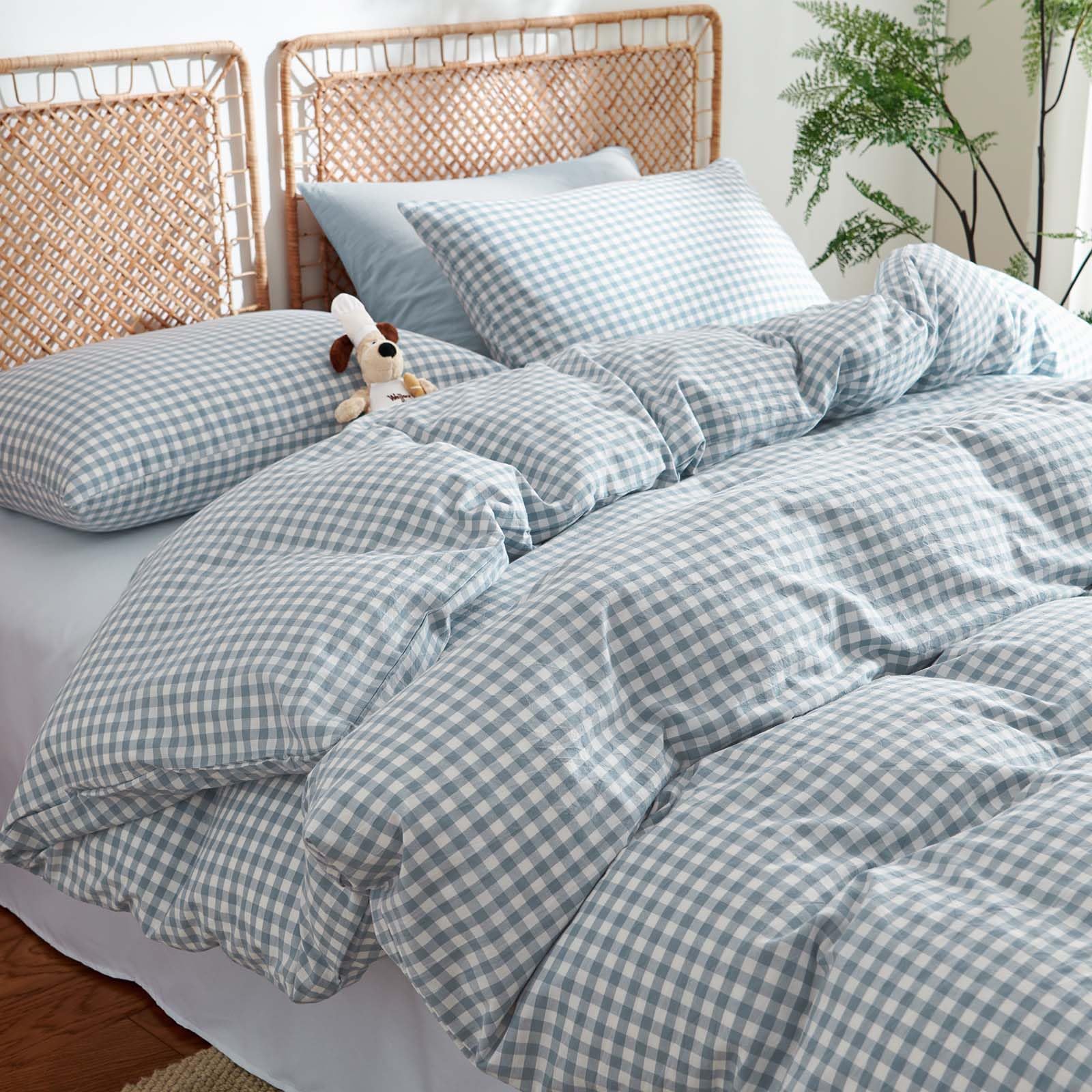Nayoroom Cotton Gingham Duvet Cover Set