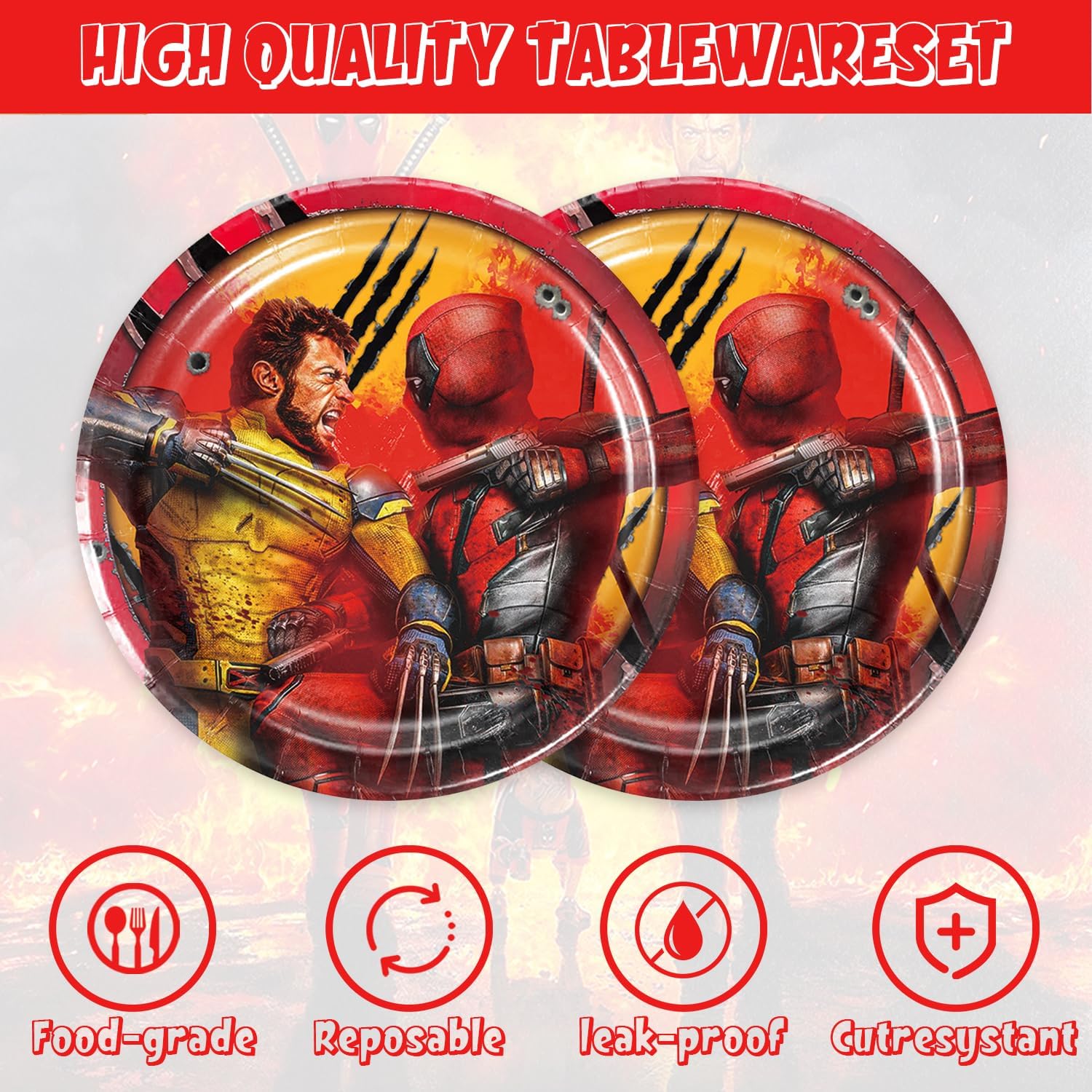 40Pack Dead-Pool Wolverine Party Supplies include 20 plates, 20 napkins for The Dead-Pool birthday party decoration - Image 3