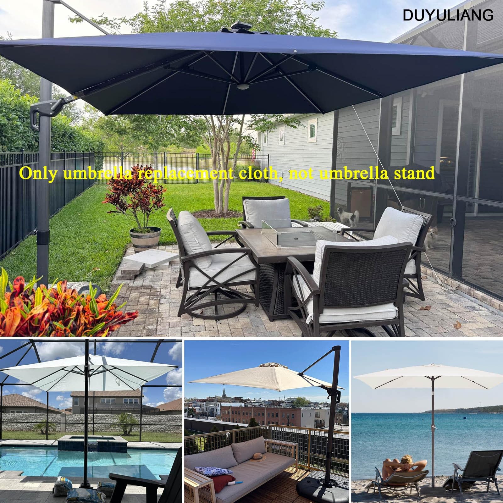 Grande tettoia impermeabile di ricambio per ombrellone, 2 x 3 m, 2 x 2 m, 3 x 3 m, per 4/6/8 costole, resistente, per patio, mercato, patio, patio, patio, patio, terrazza, ombrellone, protezione per