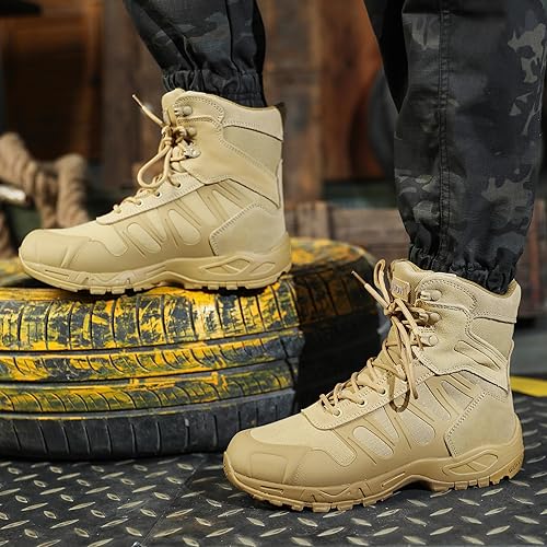 Miniatura 6 de Botas tácticas militares para hombre, ligeras y duraderas, botas de trabajo antideslizantes para la selva, botas de senderismo, botas de mochilero