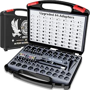 Visiofire Professional Laser Bore Sight Kit : Green Laser Bore Sighter with 64 Upgraded Adapters fit 0.17 to 12 GA Calibers| Multi-Caliber Laser Bore Sighting Kit for All Gun| Powerful Boresighter