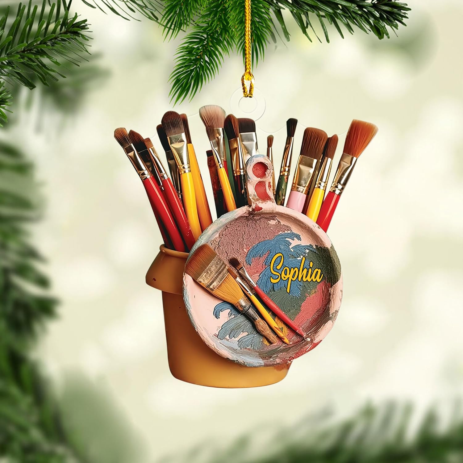Suseaz Personalized Painter's Art Paint Brush Christmas