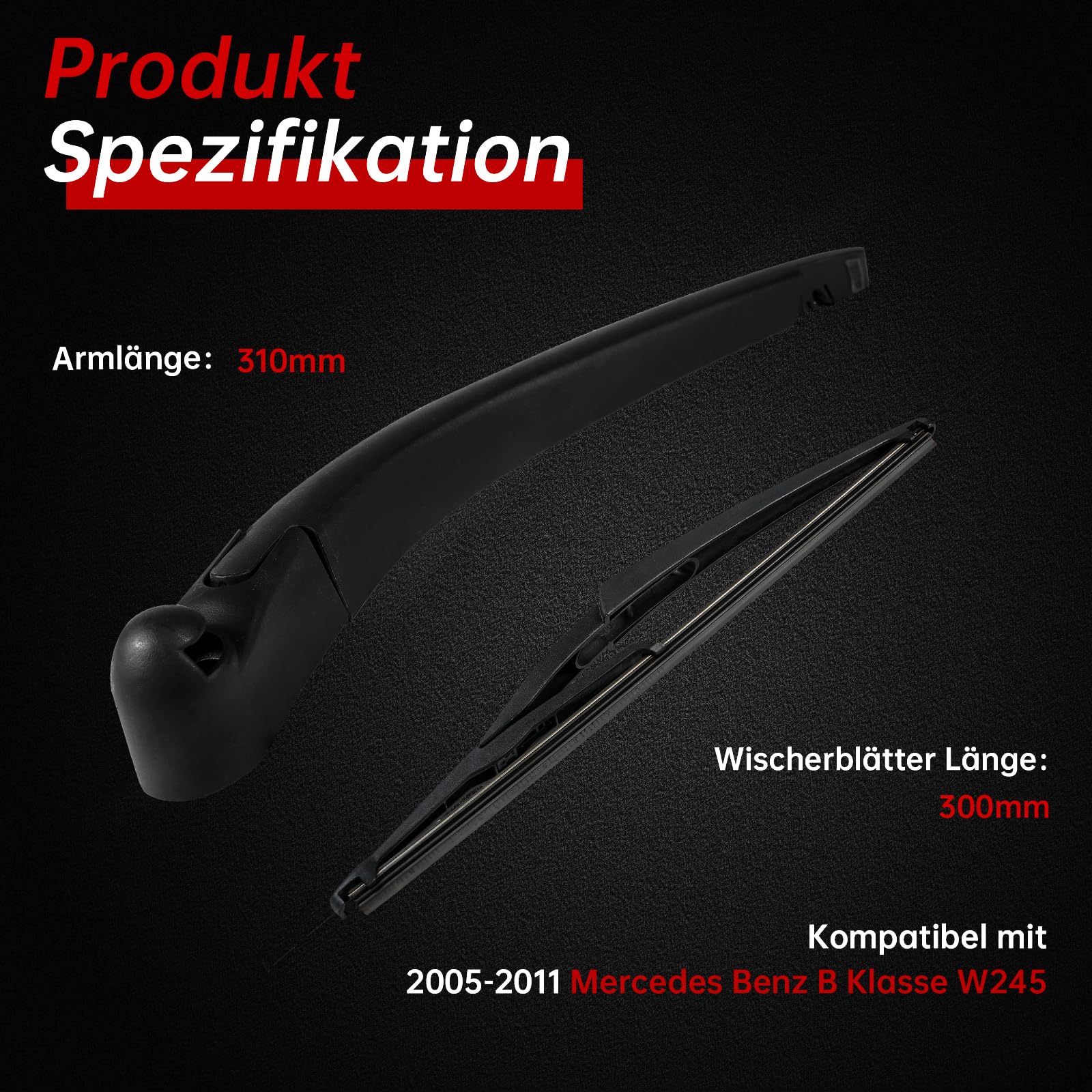 Ultraflat Heckscheibenwischer Für MERCEDES B-KLASSE W245 "TOP NEU" (12T