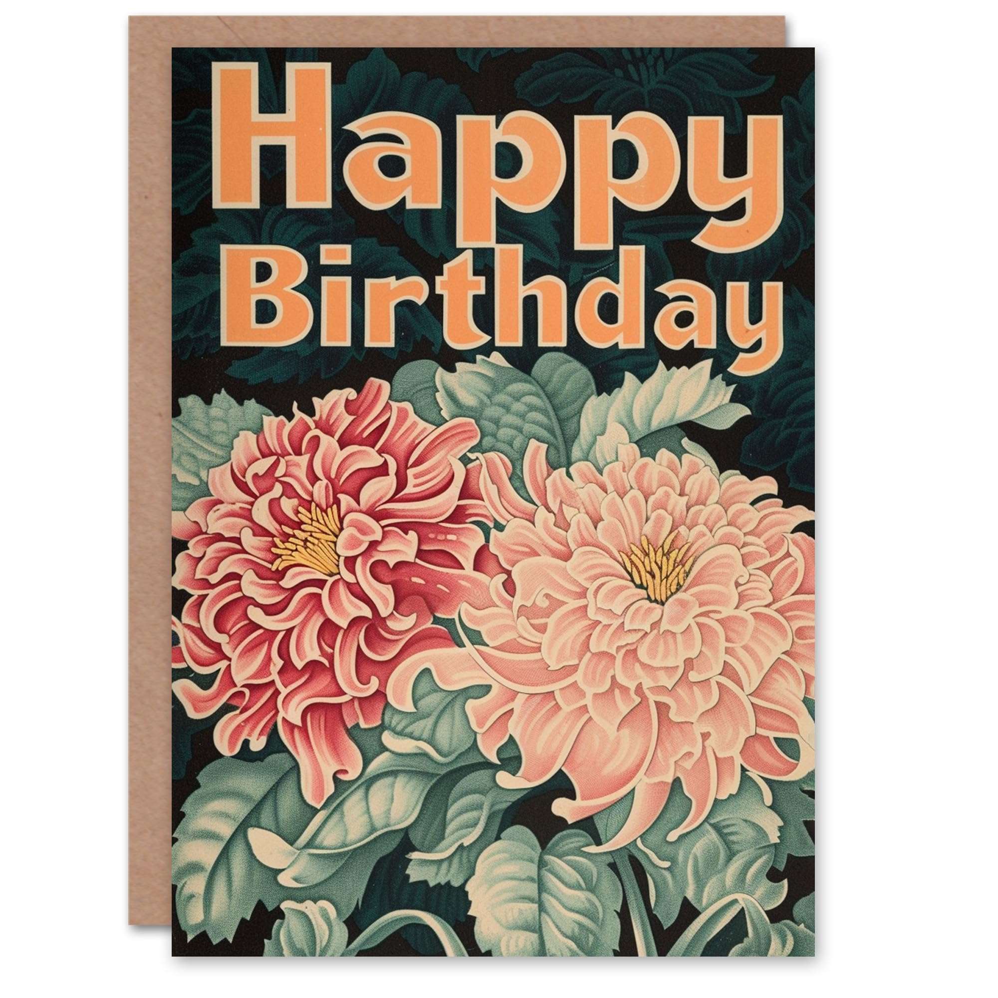 Artery8 Birthday Card Chrysanthemum Flowers Floral Illustration For Her Gran Sister Niece Daughter Wife Woman Greeting Card