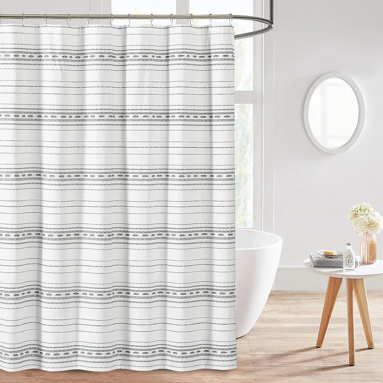 Style Quarters Waffle Shower Curtain, Striped Waterproof