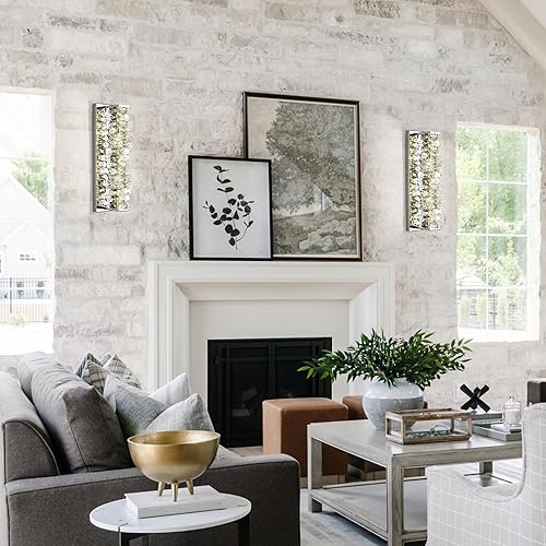 Miniatura 3 de Lámpara de montaje en pared de cristal plateado regulable LED de cristal, iluminación contemporánea de pared para interiores, para dormitorio, sala