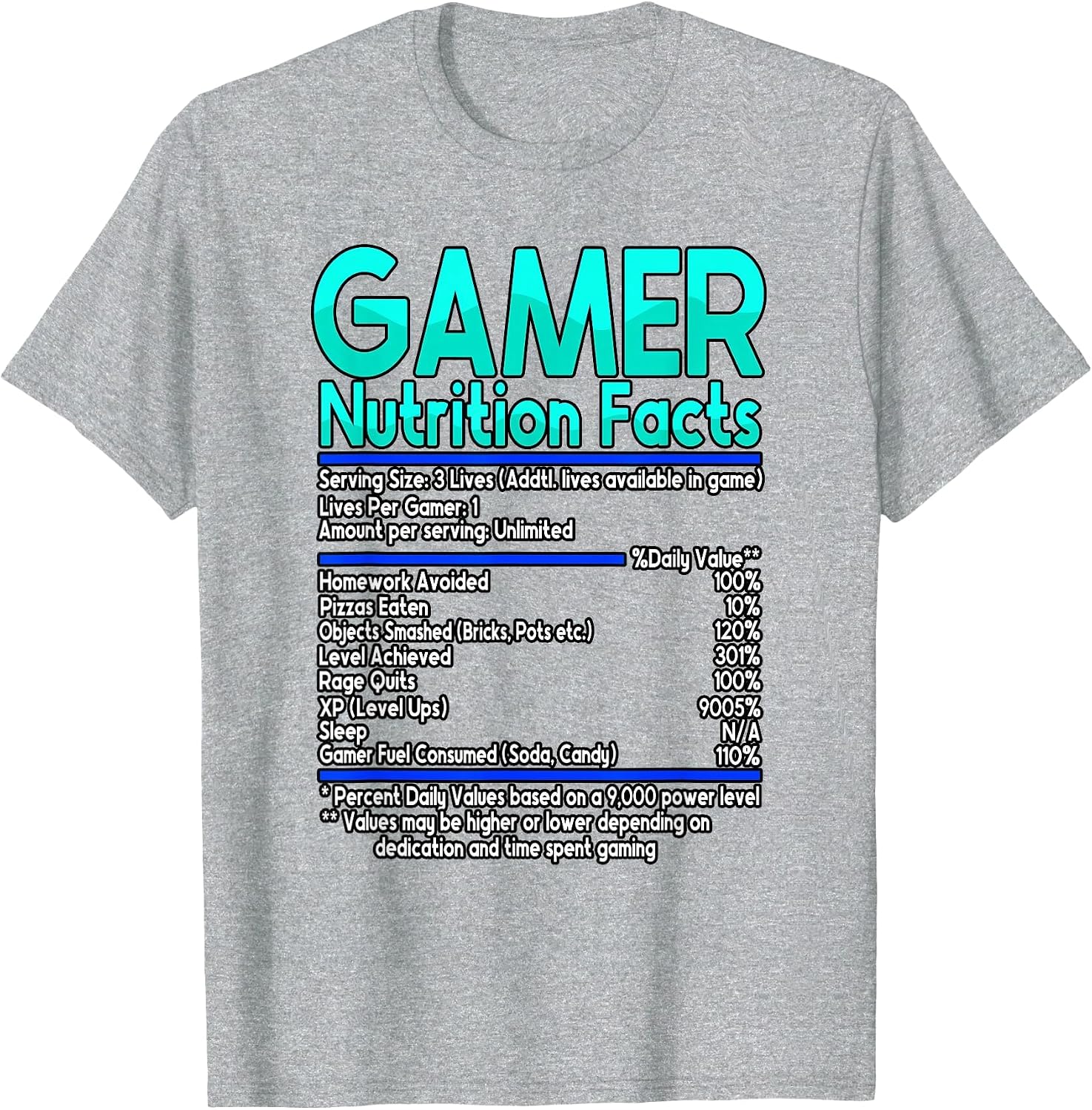 Gamer Nutrition Facts Funny Video Games T-Shirt image 5