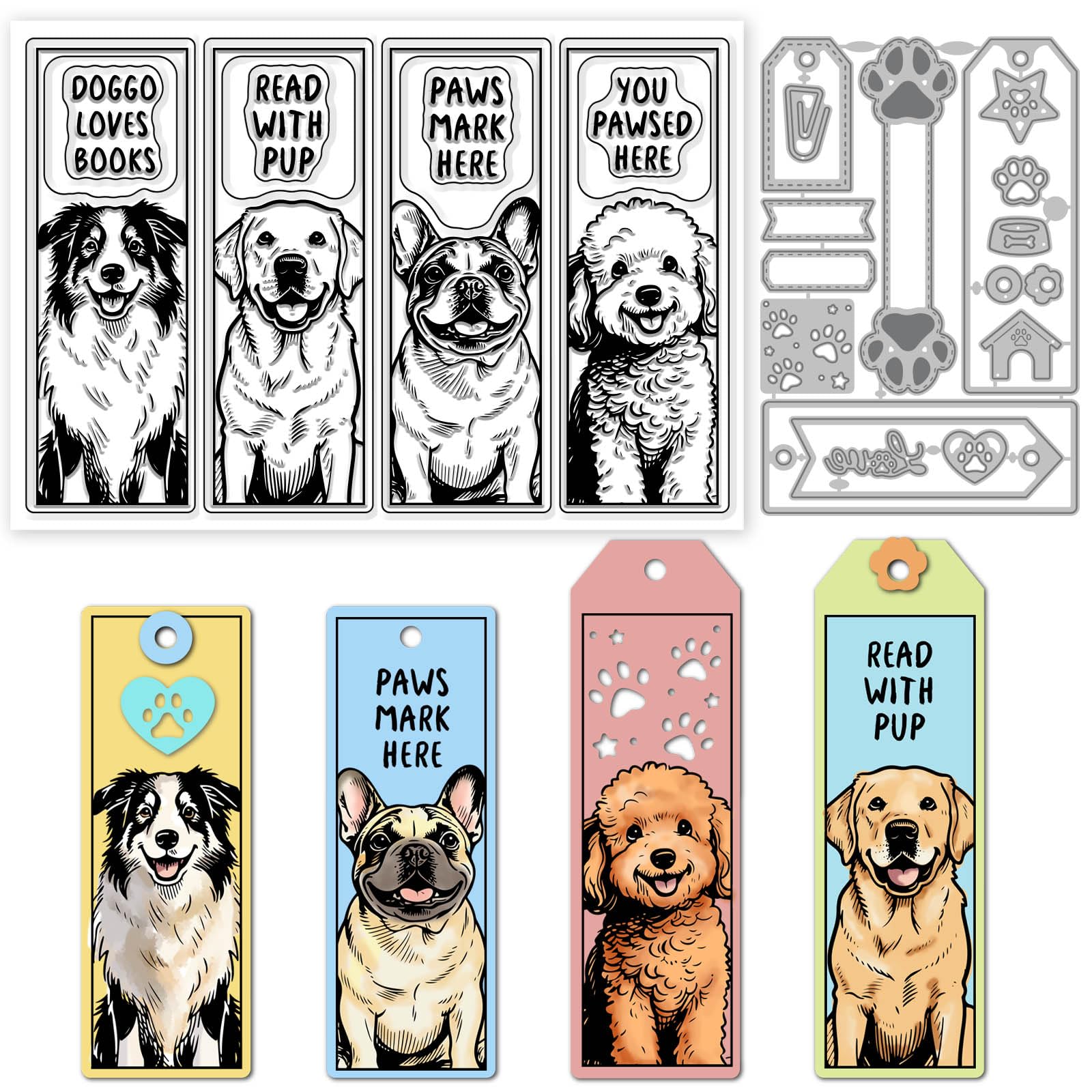 Matrices de découpe pour fabriquer un marque-page personnalisé à offrir aux amateurs de chiens