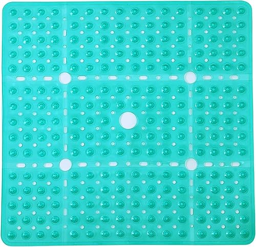 Miniatura 10 de ENKOSI Tapete de ducha cuadrado de 27 x 27 pulgadas, tapete antideslizante grande para ducha de baño para suelos de ducha lisos, tapete de baño