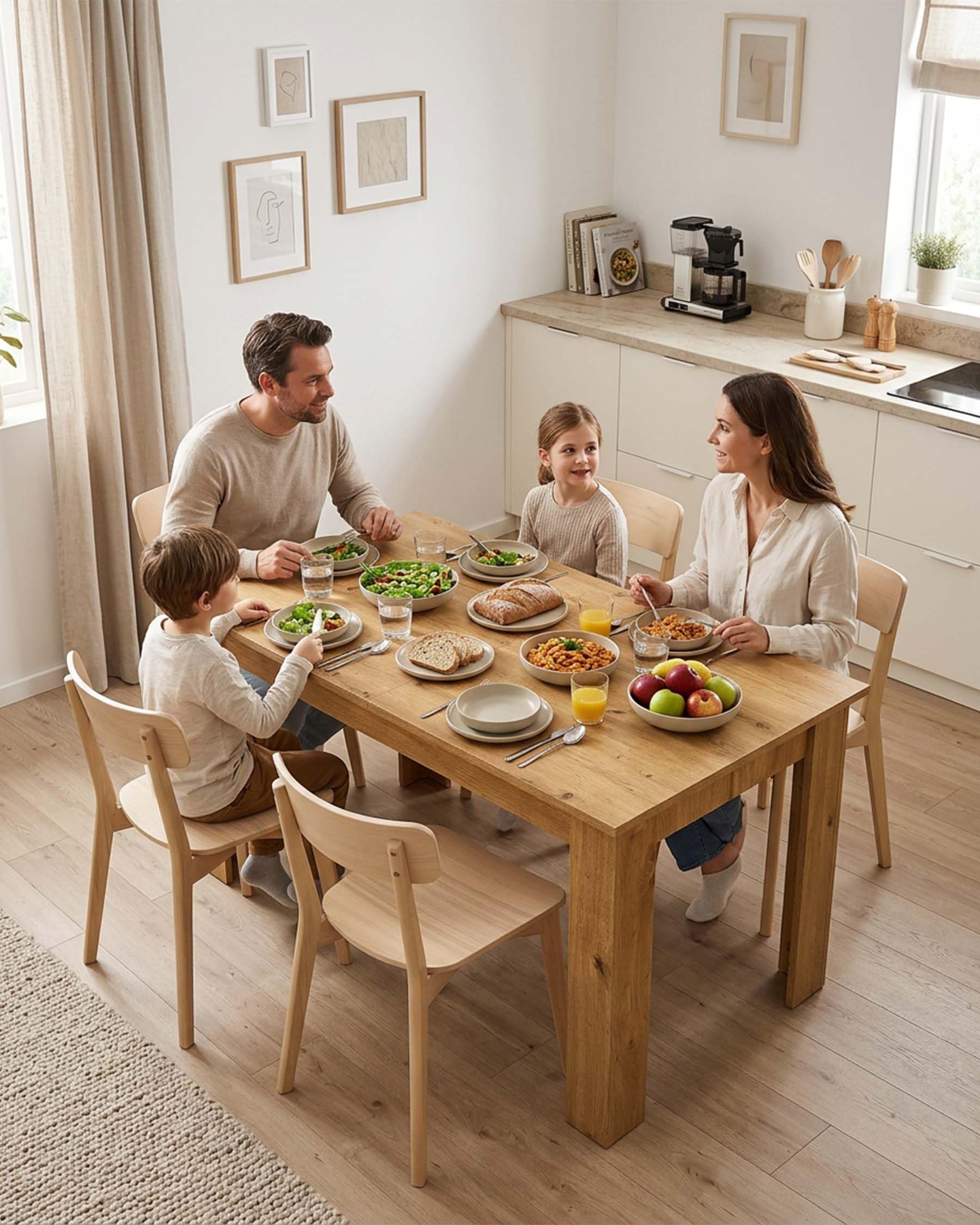 Esstisch ausziehbar Eiche Optik Küchentisch 90 bis 125 x 60 x 76 cm | Ausziehbarer Küchentisch in Eiche Optik mit 1,8 cm Tischplatte für Küche Esszimmer Wohnung und kleine Räume bis 4 Personen